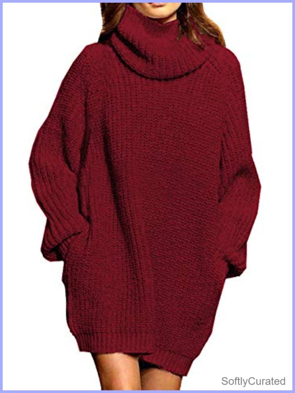Oversized Turtleneck Long Sleeve Pullover Sweater Dress with Pockets